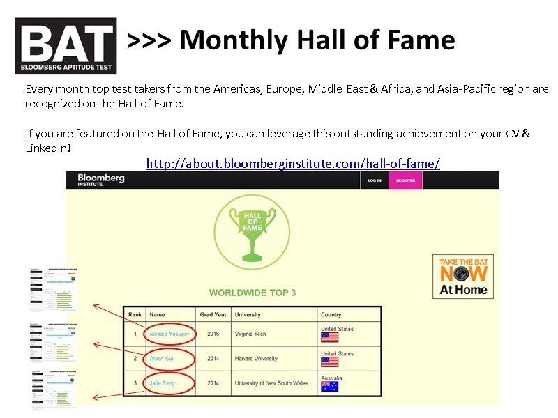 >>> Monthly Hall of Fame   Every month top test takers from the